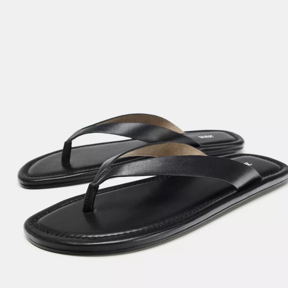 NIB Zara black leather sandal 40
